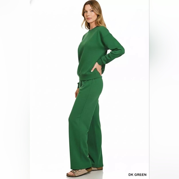 Zenana Outfitters Green Track Pants & Sweatshirt Set - Picture 2 of 4